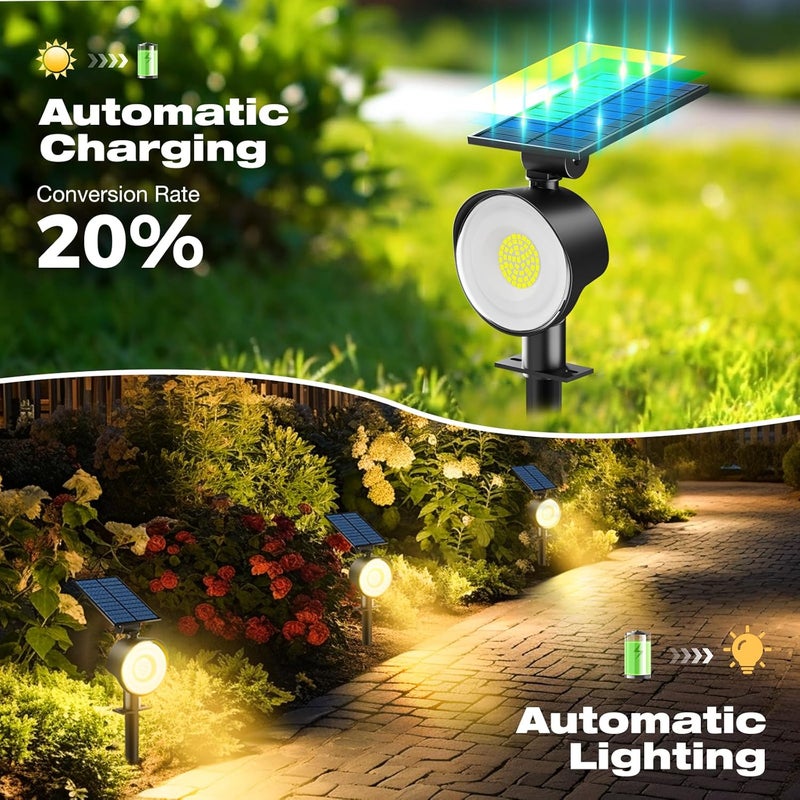 nipify 4 Pack Solar Lights Outdoor Waterproof, 53 LED Solar Spot Lights with 3 Modes Landscape Spotlights for Outside Garden Yard Trees, Warm White - Image 4